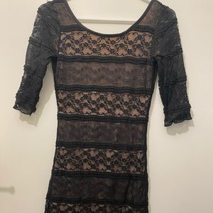 Sirens black lace body con dress